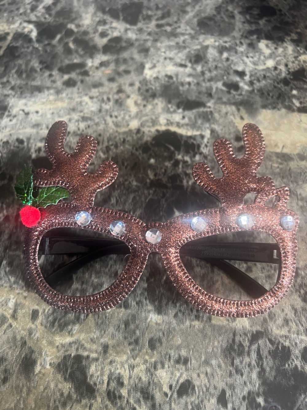 Festive Reindeer Sunglasses with Rhinestones - Rose Gold Glitter